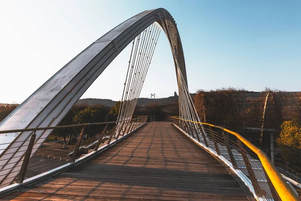 Puente Moderno Sobre Carretera Con Árboles Fondo — Foto de Stock