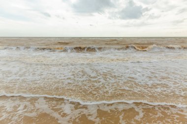 Kumsallı deniz manzarası ve sakin dalgalar