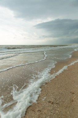Kumsallı deniz manzarası ve sakin dalgalar