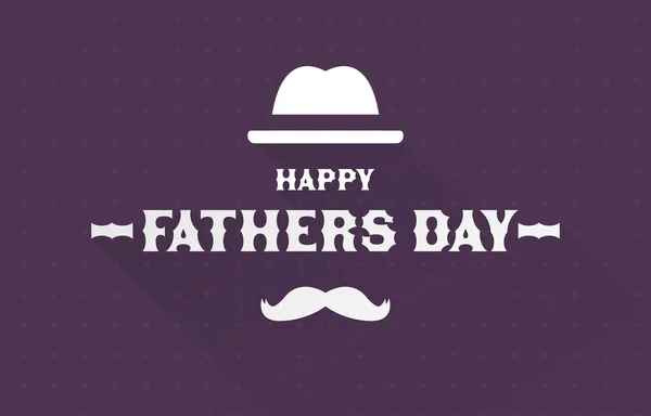 Happy Fathers Day Texte Avec Mustache Chapeau — Image vectorielle