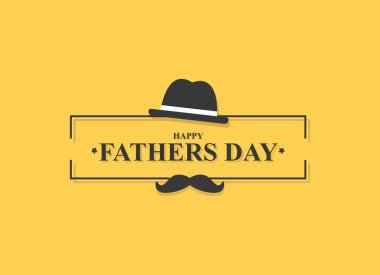Babalar Günün kutlu olsun bıyıklı, şapkalı kontrast tasarımı. Vektör 