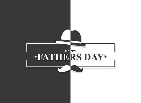 Happy Fathers Day Contraste Design Avec Moustache Chapeau Vecteur — Image vectorielle