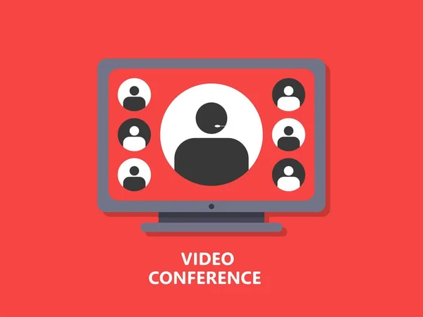 Online Videokonferenztreffen Selbstquarantäne Auf Desktop Computer Mit Avatarsymbol Bleiben Sie — Stockvektor