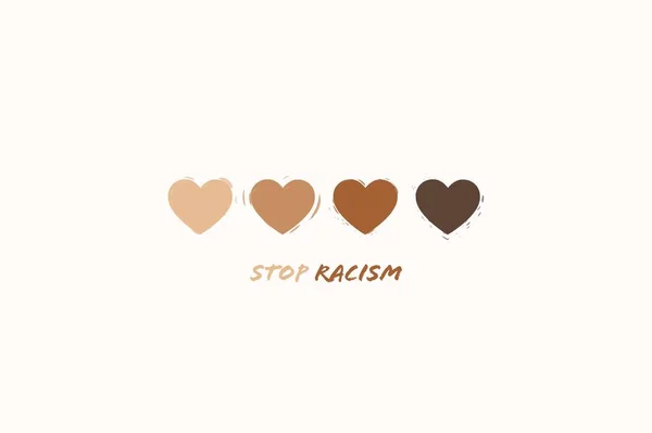 Stop Racism Skin Colors Heart Sign Vector Eps Illustration — Stock Vector