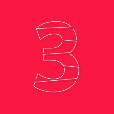 Üç numara. Modern moda, yaratıcı tarz tasarımı. Logo, marka etiketi, tasarım unsurları, kurumsal kimlik, uygulama vs. için. sıralı vektör illüstrasyonu