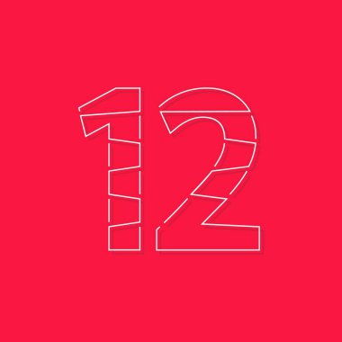 12 numara. Modern moda, yaratıcı tarz tasarımı. Logo, marka etiketi, tasarım elemanları, kurumsal kimlik, uygulama ve daha fazlası için. izole vektör illüstrasyonu