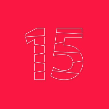 15 numara yazı tipi, çizgi vuruşu. Modern moda, yaratıcı tarz tasarımı. Logo, marka etiketi, tasarım elemanları, kurumsal kimlik, uygulama ve daha fazlası için. izole vektör illüstrasyonu
