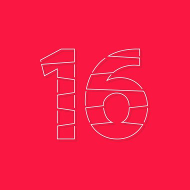 16 yazı tipi, doğrusal vuruş numarası. Modern moda, yaratıcı tarz tasarımı. Logo, marka etiketi, tasarım elemanları, kurumsal kimlik, uygulama ve daha fazlası için. izole vektör illüstrasyonu