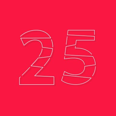 25 yazı tipi, doğrusal vuruş numarası. Modern moda, yaratıcı tarz tasarımı. Logo, marka etiketi, tasarım elemanları, kurumsal kimlik, uygulama ve daha fazlası için. izole vektör illüstrasyonu