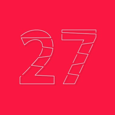 27 yazı tipi, doğrusal vuruş numarası. Modern moda, yaratıcı tarz tasarımı. Logo, marka etiketi, tasarım elemanları, kurumsal kimlik, uygulama ve daha fazlası için. izole vektör illüstrasyonu