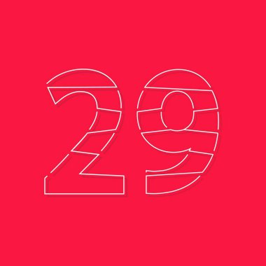 29 yazı tipi, doğrusal vuruş numarası. Modern moda, yaratıcı tarz tasarımı. Logo, marka etiketi, tasarım elemanları, kurumsal kimlik, uygulama ve daha fazlası için. izole vektör illüstrasyonu