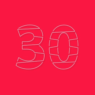 30 font, doğrusal vuruş numarası. Modern moda, yaratıcı tarz tasarımı. Logo, marka etiketi, tasarım elemanları, kurumsal kimlik, uygulama ve daha fazlası için. izole vektör illüstrasyonu