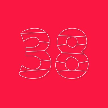 38 numara, doğrusal vuruş yazı tipi. Modern moda, yaratıcı tarz tasarımı. Logo, marka etiketi, tasarım elemanları, kurumsal kimlik, uygulama ve daha fazlası için. izole vektör illüstrasyonu