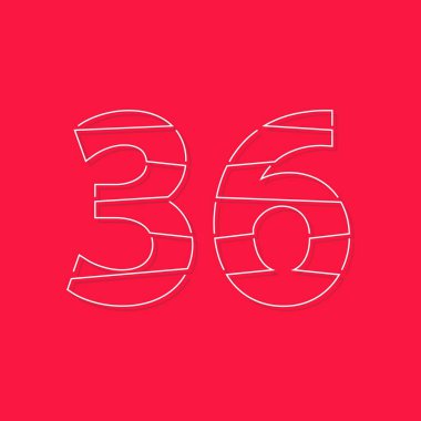 36 numara, doğrusal vuruş yazı tipi. Modern moda, yaratıcı tarz tasarımı. Logo, marka etiketi, tasarım elemanları, kurumsal kimlik, uygulama ve daha fazlası için. izole vektör illüstrasyonu