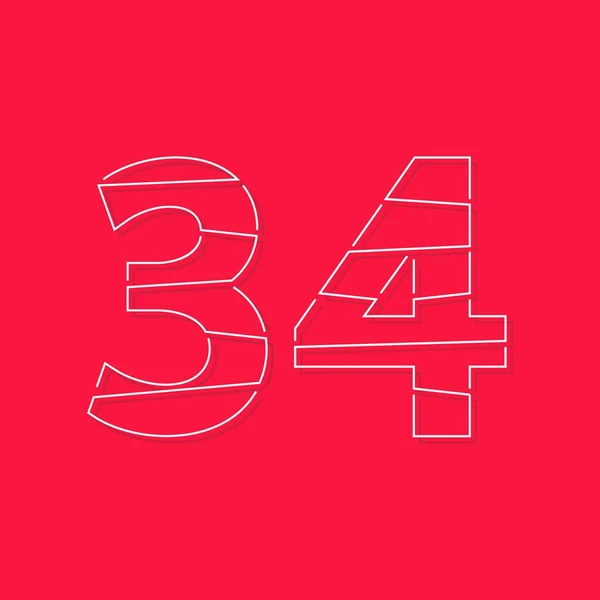 34 numara, doğrusal vuruş yazı tipi. Modern moda, yaratıcı tarz tasarımı. Logo, marka etiketi, tasarım elemanları, kurumsal kimlik, uygulama ve daha fazlası için. izole vektör illüstrasyonu
