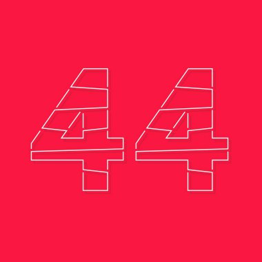 44 numara, doğrusal vuruş yazı tipi. Modern moda, yaratıcı tarz tasarımı. Logo, marka etiketi, tasarım elemanları, kurumsal kimlik, uygulama ve daha fazlası için. izole vektör illüstrasyonu