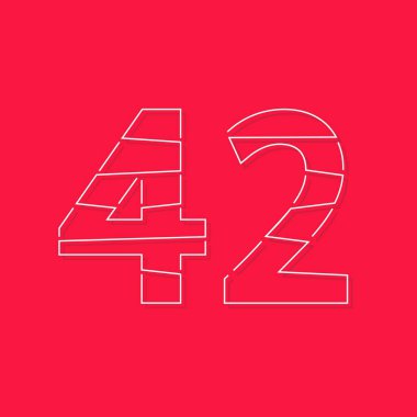 42 numara, doğrusal vuruş yazı tipi. Modern moda, yaratıcı tarz tasarımı. Logo, marka etiketi, tasarım elemanları, kurumsal kimlik, uygulama ve daha fazlası için. izole vektör illüstrasyonu