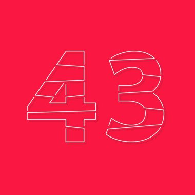 43 numara, doğrusal vuruş yazı tipi. Modern moda, yaratıcı tarz tasarımı. Logo, marka etiketi, tasarım elemanları, kurumsal kimlik, uygulama ve daha fazlası için. izole vektör illüstrasyonu