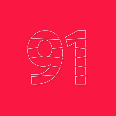 91 numara, doğrusal vuruş yazı tipi. Modern moda, yaratıcı tarz tasarımı. Logo, marka etiketi, tasarım elemanları, kurumsal kimlik, uygulama ve daha fazlası için. izole vektör illüstrasyonu