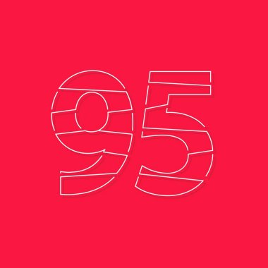 95 numara, doğrusal okşama yazı tipi. Modern moda, yaratıcı tarz tasarımı. Logo, marka etiketi, tasarım elemanları, kurumsal kimlik, uygulama ve daha fazlası için. izole vektör illüstrasyonu