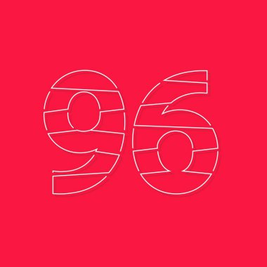 96 numara, doğrusal okşama yazı tipi. Modern moda, yaratıcı tarz tasarımı. Logo, marka etiketi, tasarım elemanları, kurumsal kimlik, uygulama ve daha fazlası için. izole vektör illüstrasyonu