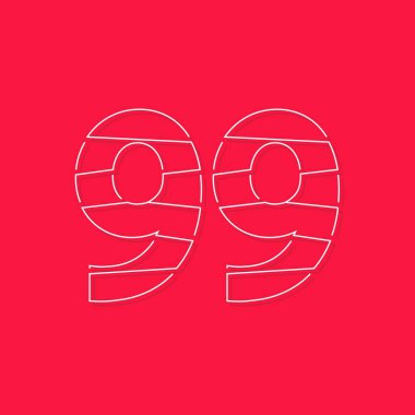 99 numara, doğrusal vuruş yazı tipi. Modern moda, yaratıcı tarz tasarımı. Logo, marka etiketi, tasarım elemanları, kurumsal kimlik, uygulama ve daha fazlası için. izole vektör illüstrasyonu