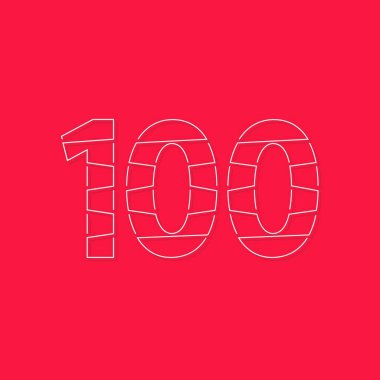 100 numara, doğrusal okşama yazı tipi. Modern moda, yaratıcı tarz tasarımı. Logo, marka etiketi, tasarım elemanları, kurumsal kimlik, uygulama ve daha fazlası için. izole vektör illüstrasyonu