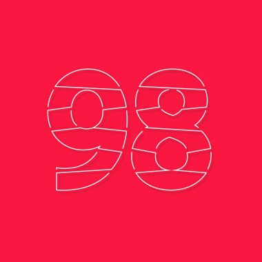 98 numara, doğrusal vuruş yazı tipi. Modern moda, yaratıcı tarz tasarımı. Logo, marka etiketi, tasarım elemanları, kurumsal kimlik, uygulama ve daha fazlası için. izole vektör illüstrasyonu