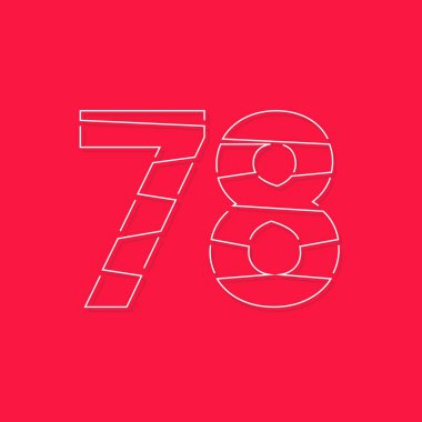 78 numara, doğrusal vuruş yazı tipi. Modern moda, yaratıcı tarz tasarımı. Logo, marka etiketi, tasarım elemanları, kurumsal kimlik, uygulama ve daha fazlası için. izole vektör illüstrasyonu