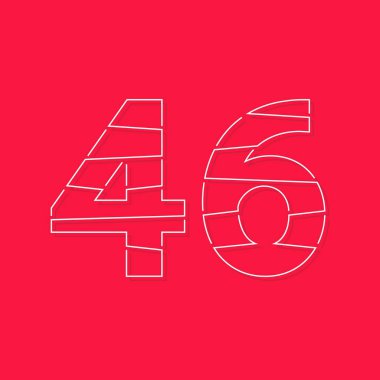 46 numara, doğrusal vuruş yazı tipi. Modern moda, yaratıcı tarz tasarımı. Logo, marka etiketi, tasarım elemanları, kurumsal kimlik, uygulama ve daha fazlası için. izole vektör illüstrasyonu