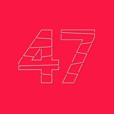 47 numara, doğrusal vuruş yazı tipi. Modern moda, yaratıcı tarz tasarımı. Logo, marka etiketi, tasarım elemanları, kurumsal kimlik, uygulama ve daha fazlası için. izole vektör illüstrasyonu