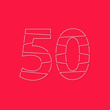 50 numara, doğrusal okşama yazı tipi. Modern moda, yaratıcı tarz tasarımı. Logo, marka etiketi, tasarım elemanları, kurumsal kimlik, uygulama ve daha fazlası için. izole vektör illüstrasyonu