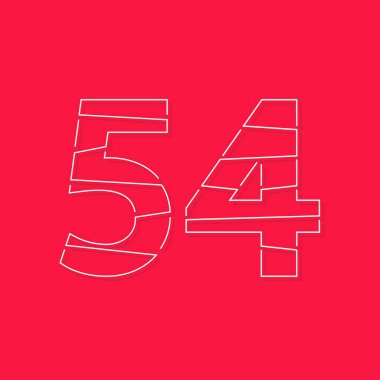 54 numara, doğrusal vuruş yazı tipi. Modern moda, yaratıcı tarz tasarımı. Logo, marka etiketi, tasarım elemanları, kurumsal kimlik, uygulama ve daha fazlası için. izole vektör illüstrasyonu