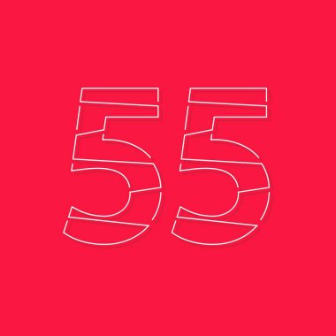 55 numara, doğrusal vuruş yazı tipi. Modern moda, yaratıcı tarz tasarımı. Logo, marka etiketi, tasarım elemanları, kurumsal kimlik, uygulama ve daha fazlası için. izole vektör illüstrasyonu