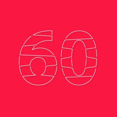 60 numara, doğrusal okşama yazı tipi. Modern moda, yaratıcı tarz tasarımı. Logo, marka etiketi, tasarım elemanları, kurumsal kimlik, uygulama ve daha fazlası için. izole vektör illüstrasyonu