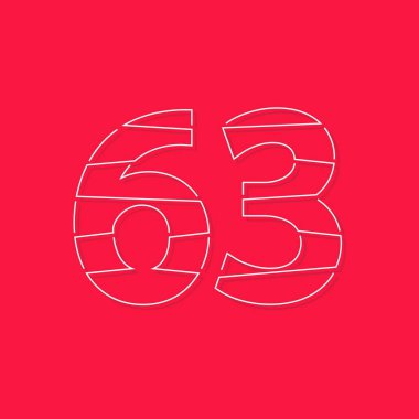 63 numara, doğrusal vuruş yazı tipi. Modern moda, yaratıcı tarz tasarımı. Logo, marka etiketi, tasarım elemanları, kurumsal kimlik, uygulama ve daha fazlası için. izole vektör illüstrasyonu