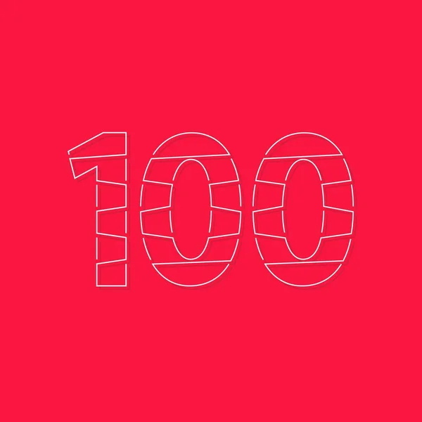 Numero 100 Carattere Lineare Design Moderno Alla Moda Creativo Logo — Vettoriale Stock