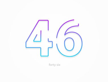 46 numara, ana hatlı vuruş gradyanı yazı tipi. Moda, dinamik yaratıcı tarz tasarımı. Logo, marka etiketi, tasarım elemanları, uygulama ve daha fazlası için. İzole vektör illüstrasyonu