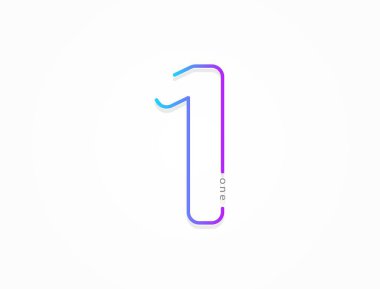 1 numara, modern gradyan yazı tipi alfabesi. Moda, dinamik yaratıcı tarz tasarımı. Logo, marka etiketi, tasarım elemanları, uygulama ve daha fazlası için. İzole vektör illüstrasyonu