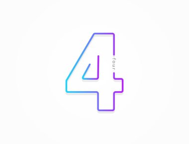 4 numara, modern gradyan yazı tipi alfabesi. Moda, dinamik yaratıcı tarz tasarımı. Logo, marka etiketi, tasarım elemanları, uygulama ve daha fazlası için. İzole vektör illüstrasyonu
