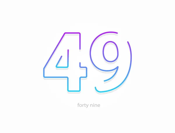 49 numara, ana hatlı vuruş gradyanı yazı tipi. Moda, dinamik yaratıcı tarz tasarımı. Logo, marka etiketi, tasarım elemanları, uygulama ve daha fazlası için. İzole vektör illüstrasyonu