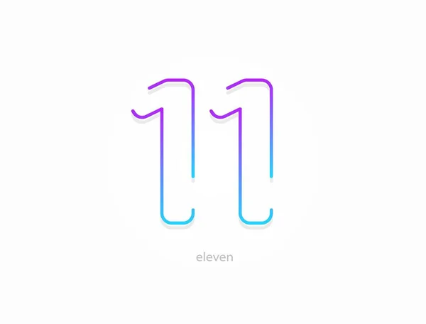 11 numara, modern gradyan yazı tipi alfabesi. Moda, dinamik yaratıcı tarz tasarımı. Logo, marka etiketi, tasarım elemanları, uygulama ve daha fazlası için. İzole vektör illüstrasyonu