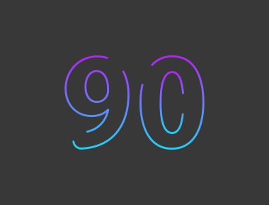 90 numara, ana hatlı vuruş gradyanı yazı tipi. Moda, dinamik yaratıcı tarz tasarımı. Logo, marka etiketi, tasarım elemanları, uygulama ve daha fazlası için. İzole vektör illüstrasyonu