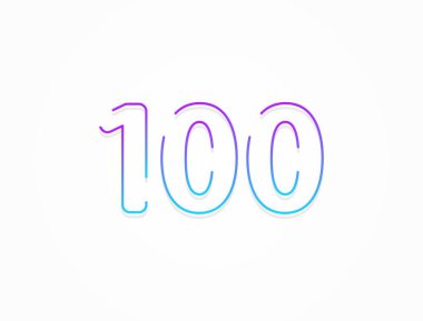 100 numara, ana hatlı vuruş gradyanı yazı tipi. Moda, dinamik yaratıcı tarz tasarımı. Logo, marka etiketi, tasarım elemanları, uygulama ve daha fazlası için. İzole vektör illüstrasyonu