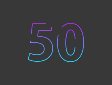 50 numara, ana hatlı vuruş gradyanı yazı tipi. Moda, dinamik yaratıcı tarz tasarımı. Logo, marka etiketi, tasarım elemanları, uygulama ve daha fazlası için. İzole vektör illüstrasyonu