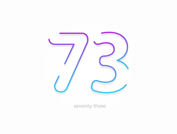 73 numara, ana hatlı vuruş gradyanı yazı tipi. Moda, dinamik yaratıcı tarz tasarımı. Logo, marka etiketi, tasarım elemanları, uygulama ve daha fazlası için. İzole vektör illüstrasyonu