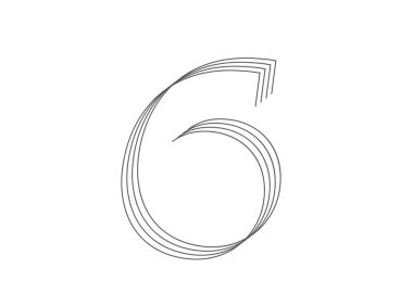 6. hat. Modern fütürist şerit tasarım yazı tipi. logo, poster, bayrak, trend tasarım elementleri için sıralı vektör illüstrasyonu 