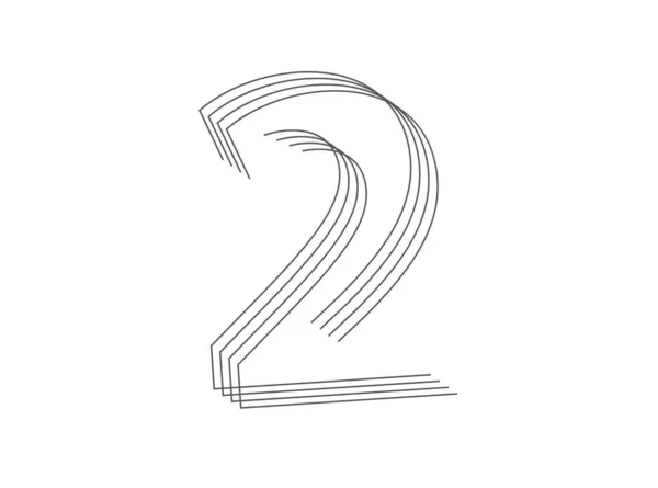 Ligne Numéro Fonte Design Moderne Rayures Futuristes Illustration Vectorielle Isolée — Image vectorielle