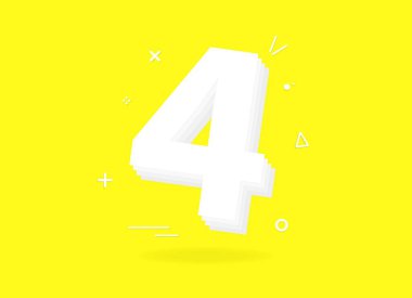 4. yıldönümü kutlaması. Selamlar, tebrikler, konfetili tasarım. Doğum günü ya da düğün partisi şenlik dekorasyonu. Vektör EPS10 illüstrasyonu.