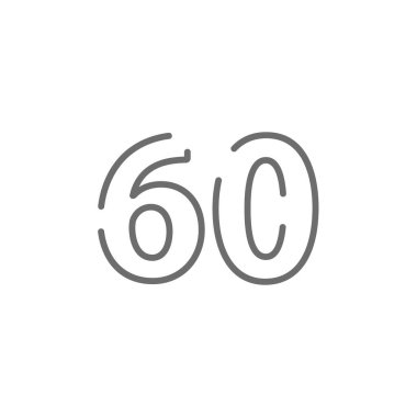 60 sayı dizaynı yazı tipi. Beyaz arkaplanda gri renk izole edilmiş vektör çizimi